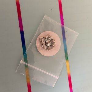 Double sided sunflower charm with CZ diamond